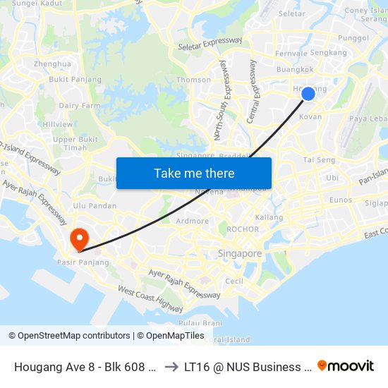 Hougang Ave 8 - Blk 608 (63379) to LT16 @ NUS Business School map