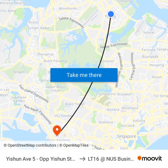 Yishun Ave 5 - Opp Yishun Stn Exit B (59159) to LT16 @ NUS Business School map