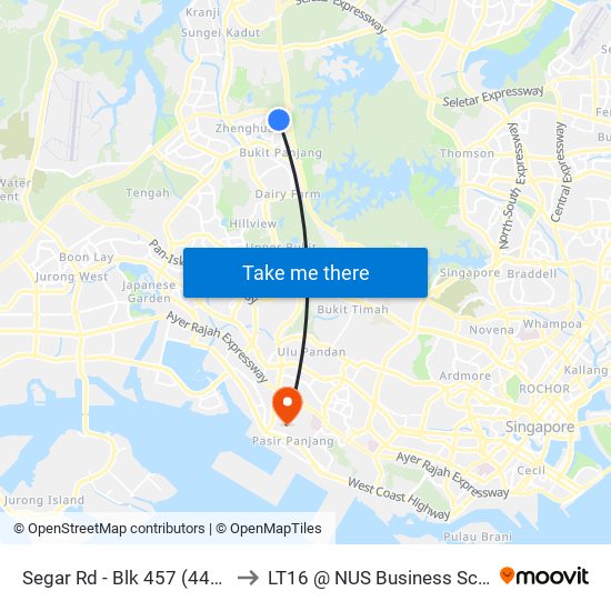 Segar Rd - Blk 457 (44699) to LT16 @ NUS Business School map