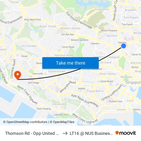 Thomson Rd - Opp United Sq (50029) to LT16 @ NUS Business School map