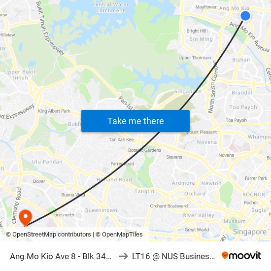 Ang Mo Kio Ave 8 - Blk 346 (54331) to LT16 @ NUS Business School map