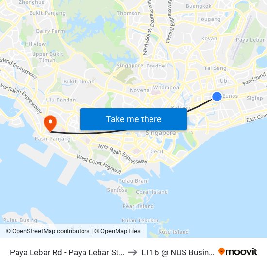 Paya Lebar Rd - Paya Lebar Stn Exit C (81119) to LT16 @ NUS Business School map