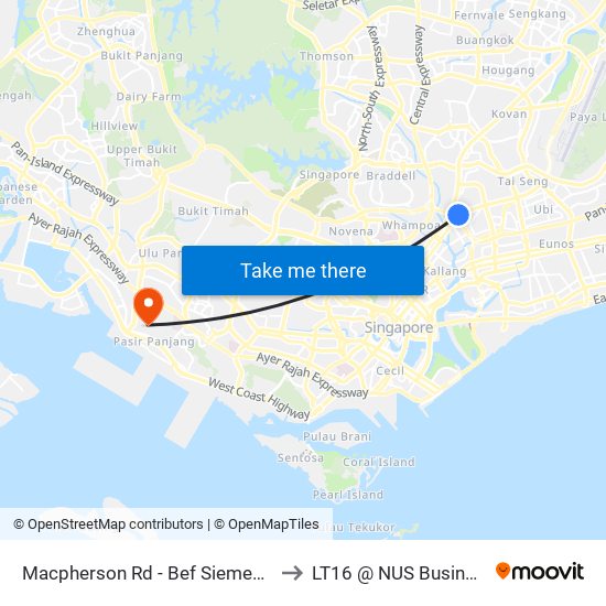 Macpherson Rd - Bef Siemens Ctr (60219) to LT16 @ NUS Business School map