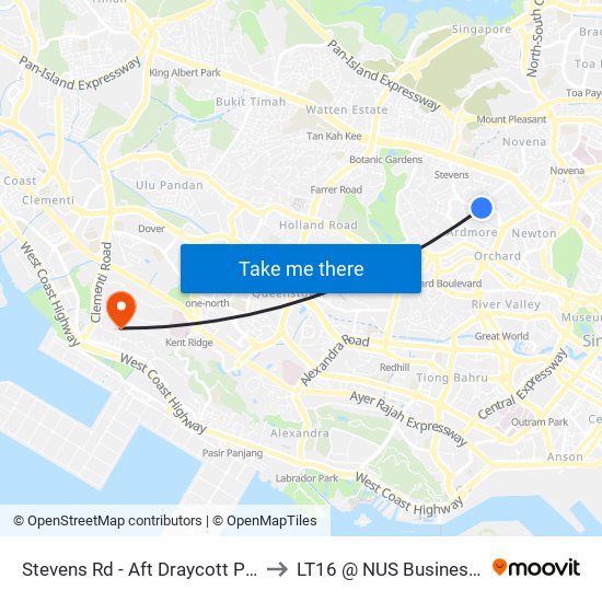 Stevens Rd - Aft Draycott Pk (40191) to LT16 @ NUS Business School map