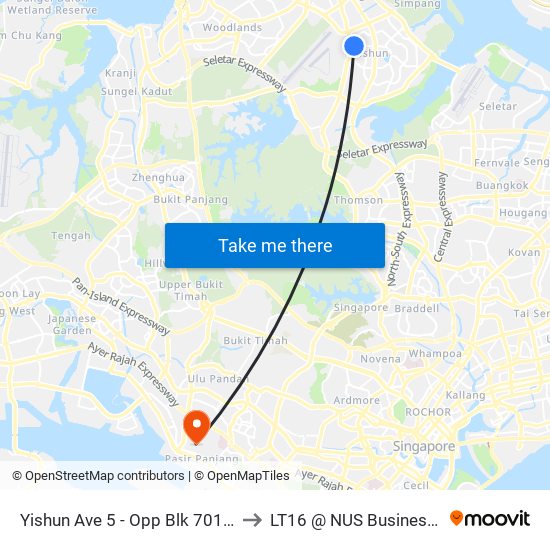 Yishun Ave 5 - Opp Blk 701a (59119) to LT16 @ NUS Business School map