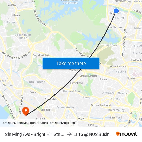 Sin Ming Ave - Bright Hill Stn Exit 2 (53341) to LT16 @ NUS Business School map