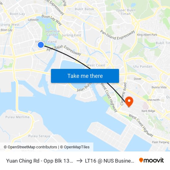 Yuan Ching Rd - Opp Blk 138b (21769) to LT16 @ NUS Business School map