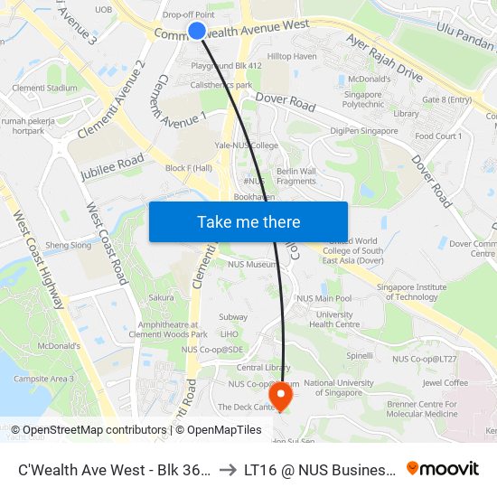C'Wealth Ave West - Blk 365 (17159) to LT16 @ NUS Business School map
