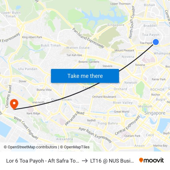 Lor 6 Toa Payoh - Aft Safra Toa Payoh (52321) to LT16 @ NUS Business School map