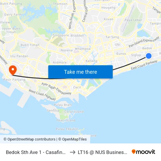Bedok Sth Ave 1 - Casafina (84151) to LT16 @ NUS Business School map