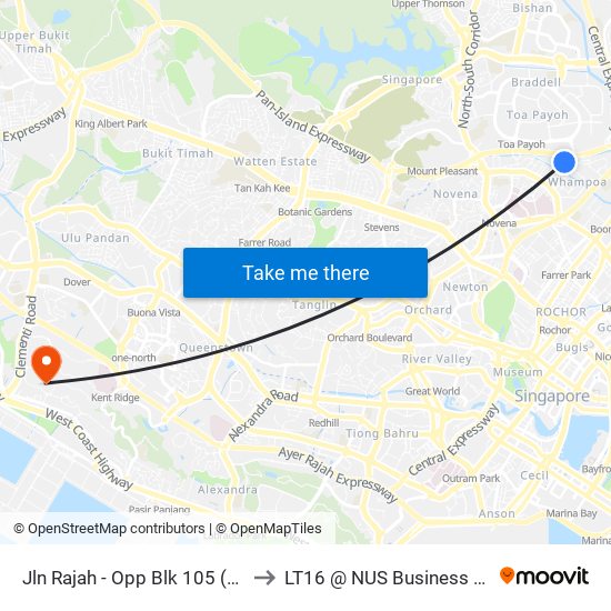 Jln Rajah - Opp Blk 105 (52419) to LT16 @ NUS Business School map