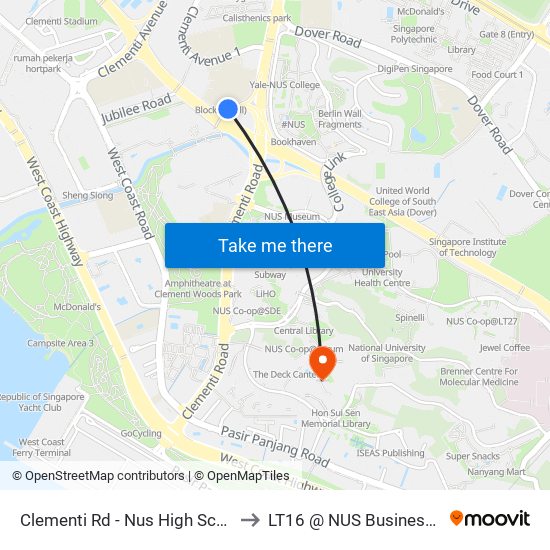 Clementi Rd - Nus High Sch  (17191) to LT16 @ NUS Business School map