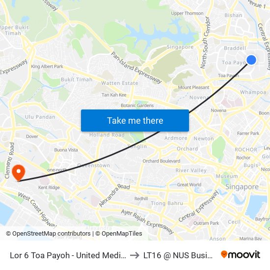 Lor 6 Toa Payoh - United Medicare Ctr (52349) to LT16 @ NUS Business School map