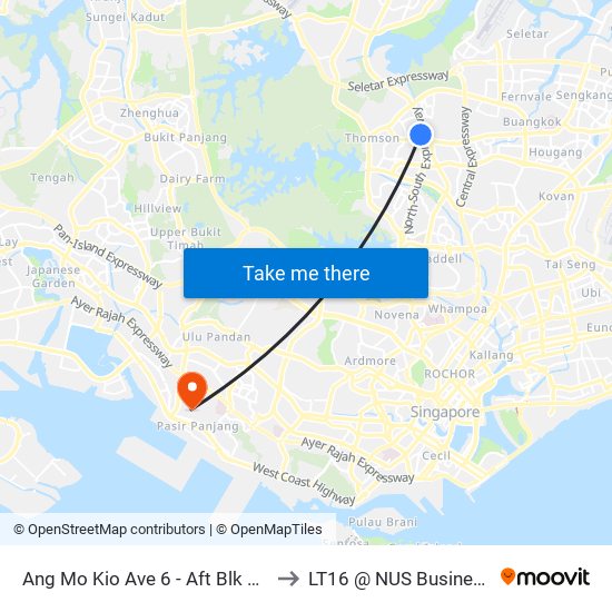 Ang Mo Kio Ave 6 - Aft Blk 648 (55201) to LT16 @ NUS Business School map