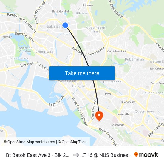 Bt Batok East Ave 3 - Blk 231 (43179) to LT16 @ NUS Business School map