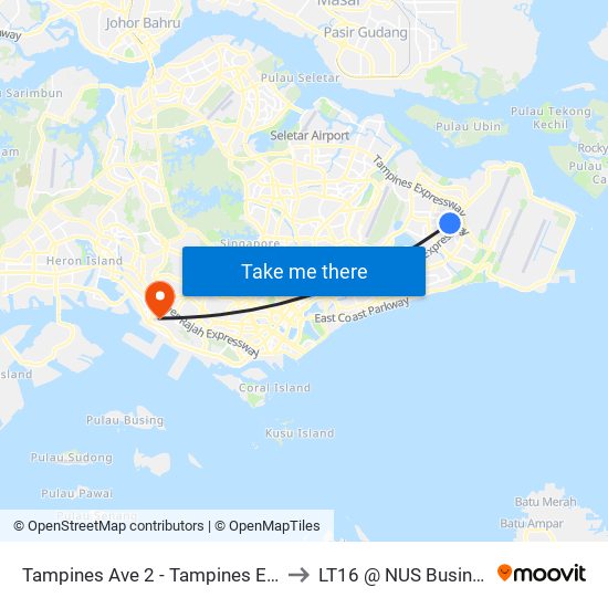 Tampines Ave 2 - Tampines East Cc (76101) to LT16 @ NUS Business School map