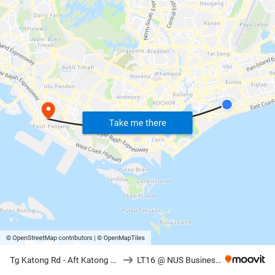 Tg Katong Rd - Aft Katong Po (92161) to LT16 @ NUS Business School map