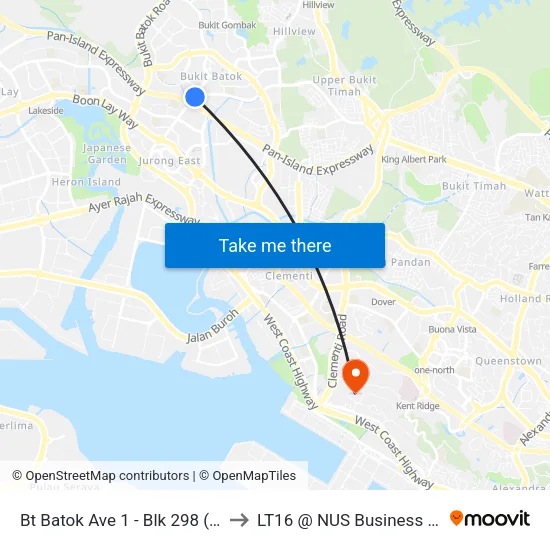 Bt Batok Ave 1 - Blk 298 (43699) to LT16 @ NUS Business School map