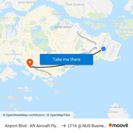 Airport Blvd - Aft Aircraft Flyover (95011) to LT16 @ NUS Business School map