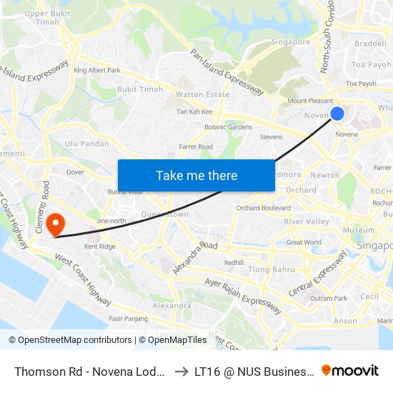 Thomson Rd - Novena Lodge (50041) to LT16 @ NUS Business School map