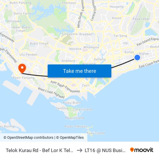 Telok Kurau Rd - Bef Lor K Telok Kurau (83121) to LT16 @ NUS Business School map