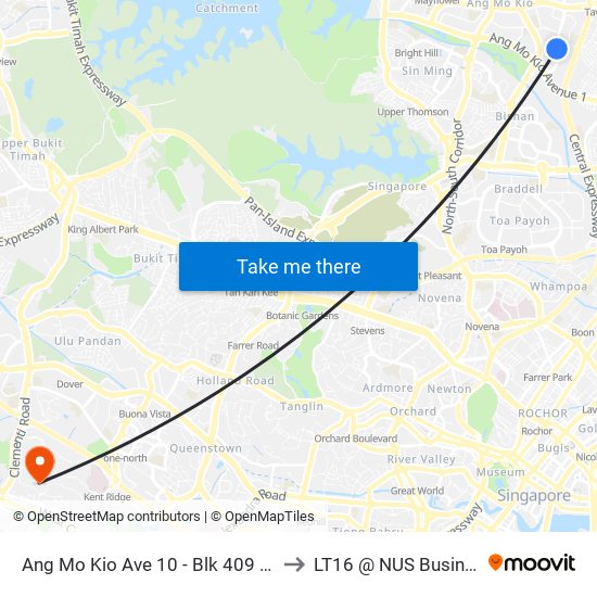 Ang Mo Kio Ave 10 - Blk 409 Mkt/Fc (54371) to LT16 @ NUS Business School map