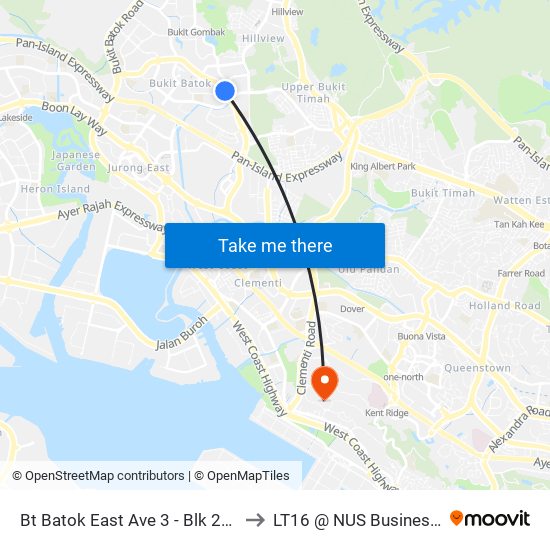 Bt Batok East Ave 3 - Blk 283 (43189) to LT16 @ NUS Business School map