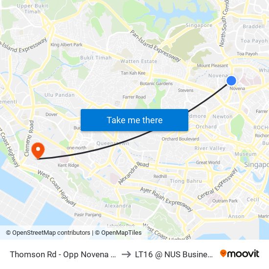 Thomson Rd - Opp Novena CH (50031) to LT16 @ NUS Business School map