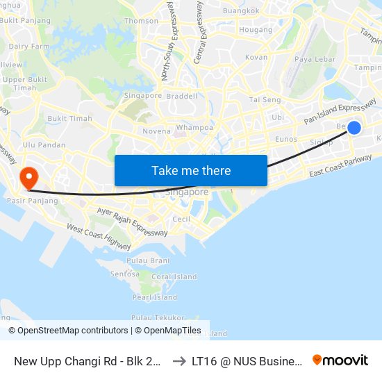 New Upp Changi Rd - Blk 221a (84041) to LT16 @ NUS Business School map