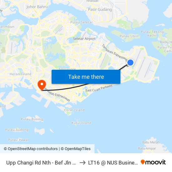 Upp Changi Rd Nth - Bef Jln Bena (97039) to LT16 @ NUS Business School map