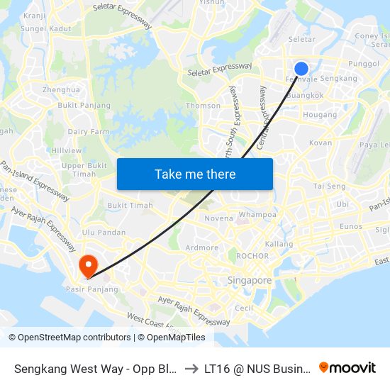 Sengkang West Way - Opp Blk 432a (67561) to LT16 @ NUS Business School map