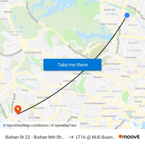 Bishan St 22 - Bishan Nth Shop Mall (53381) to LT16 @ NUS Business School map