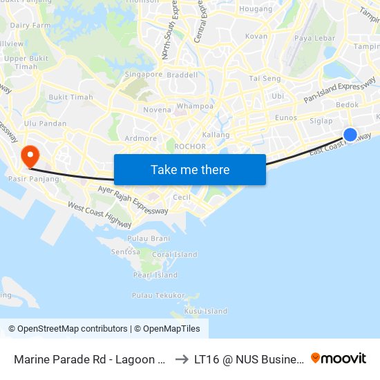 Marine Parade Rd - Lagoon View (93049) to LT16 @ NUS Business School map