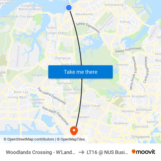 Woodlands Crossing - W'Lands Checkpt (46101) to LT16 @ NUS Business School map