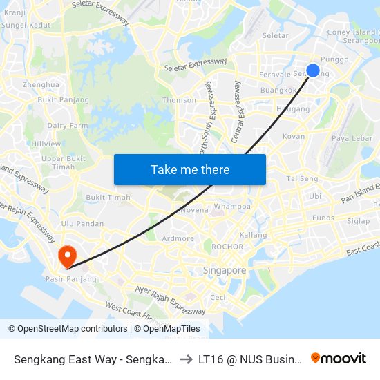 Sengkang East Way - Sengkang Stn (67409) to LT16 @ NUS Business School map