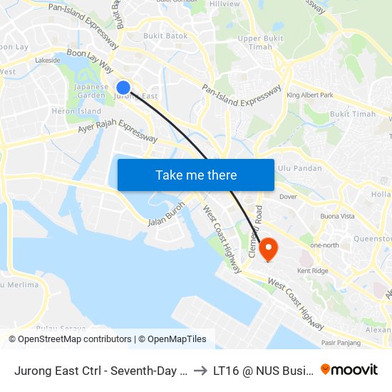 Jurong East Ctrl - Seventh-Day Advent CH (28441) to LT16 @ NUS Business School map