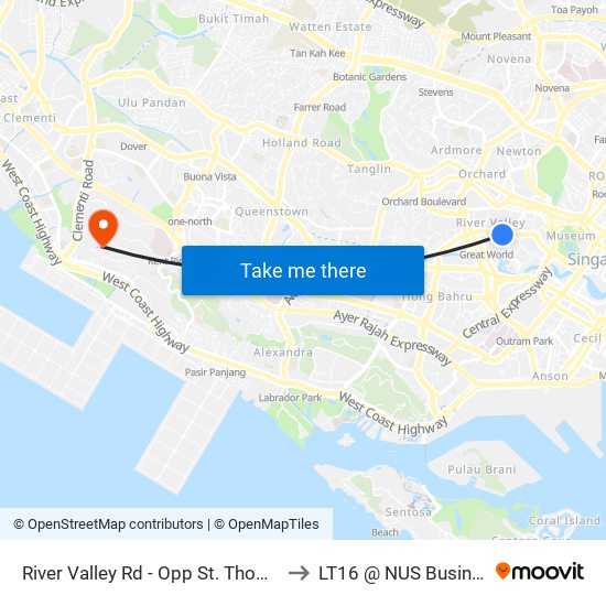 River Valley Rd - Opp St. Thomas Wk (13089) to LT16 @ NUS Business School map