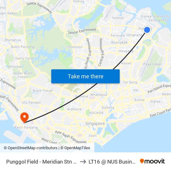 Punggol Field - Meridian Stn Exit A (65169) to LT16 @ NUS Business School map