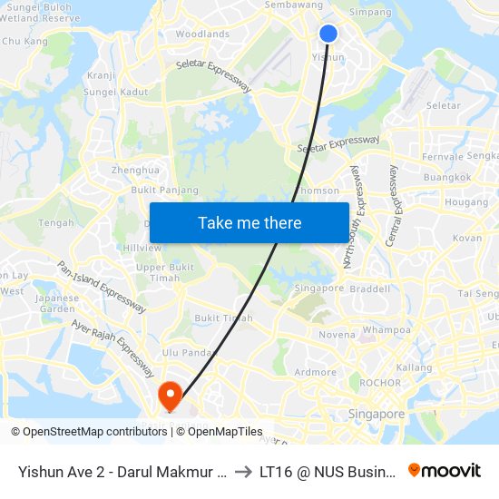 Yishun Ave 2 - Darul Makmur Mque (59259) to LT16 @ NUS Business School map