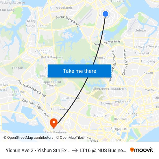 Yishun Ave 2 - Yishun Stn Exit E (59072) to LT16 @ NUS Business School map