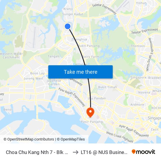 Choa Chu Kang Nth 7 - Blk 619 (45389) to LT16 @ NUS Business School map