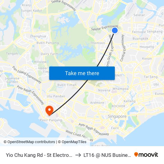 Yio Chu Kang Rd - St Electronics (55059) to LT16 @ NUS Business School map