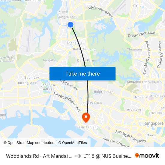 Woodlands Rd - Aft Mandai Est (45069) to LT16 @ NUS Business School map