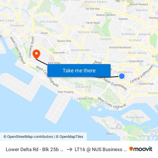 Lower Delta Rd - Blk 25b (10379) to LT16 @ NUS Business School map