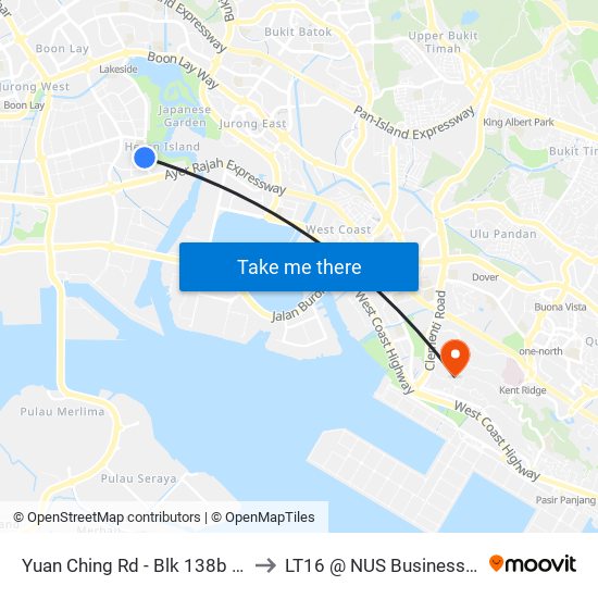 Yuan Ching Rd - Blk 138b (21761) to LT16 @ NUS Business School map