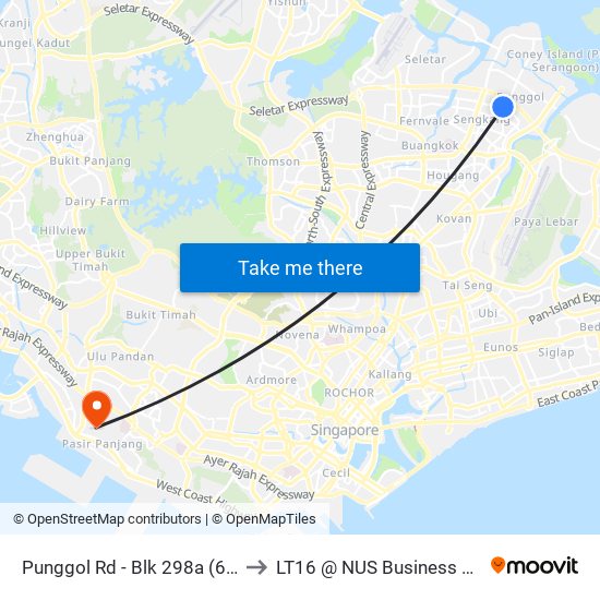 Punggol Rd - Blk 298a (65061) to LT16 @ NUS Business School map