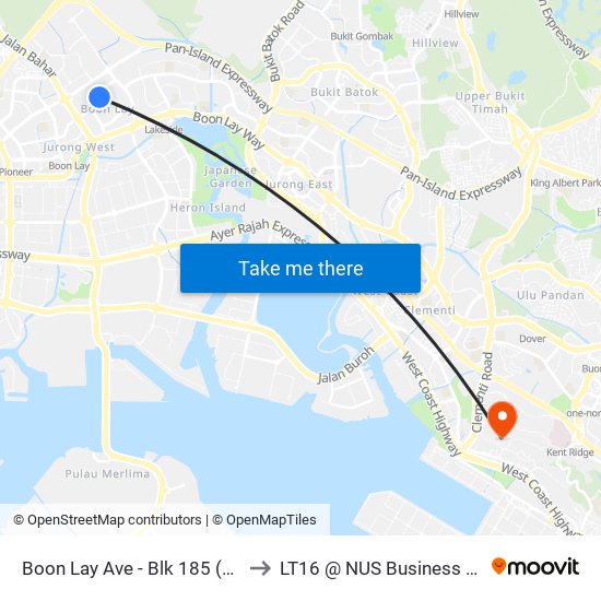 Boon Lay Ave - Blk 185 (21429) to LT16 @ NUS Business School map