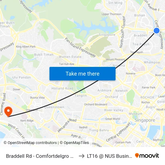 Braddell Rd - Comfortdelgro Corp Ltd (52069) to LT16 @ NUS Business School map