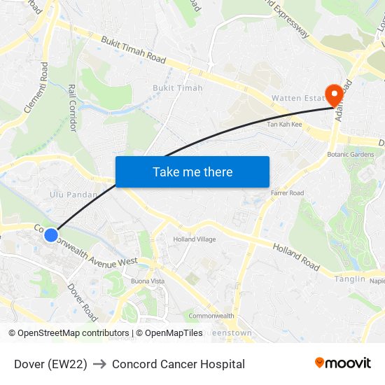 Dover (EW22) to Concord Cancer Hospital map