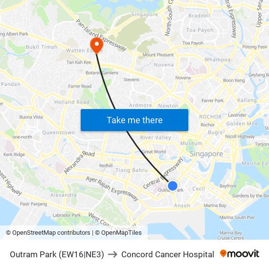 Outram Park (EW16|NE3) to Concord Cancer Hospital map